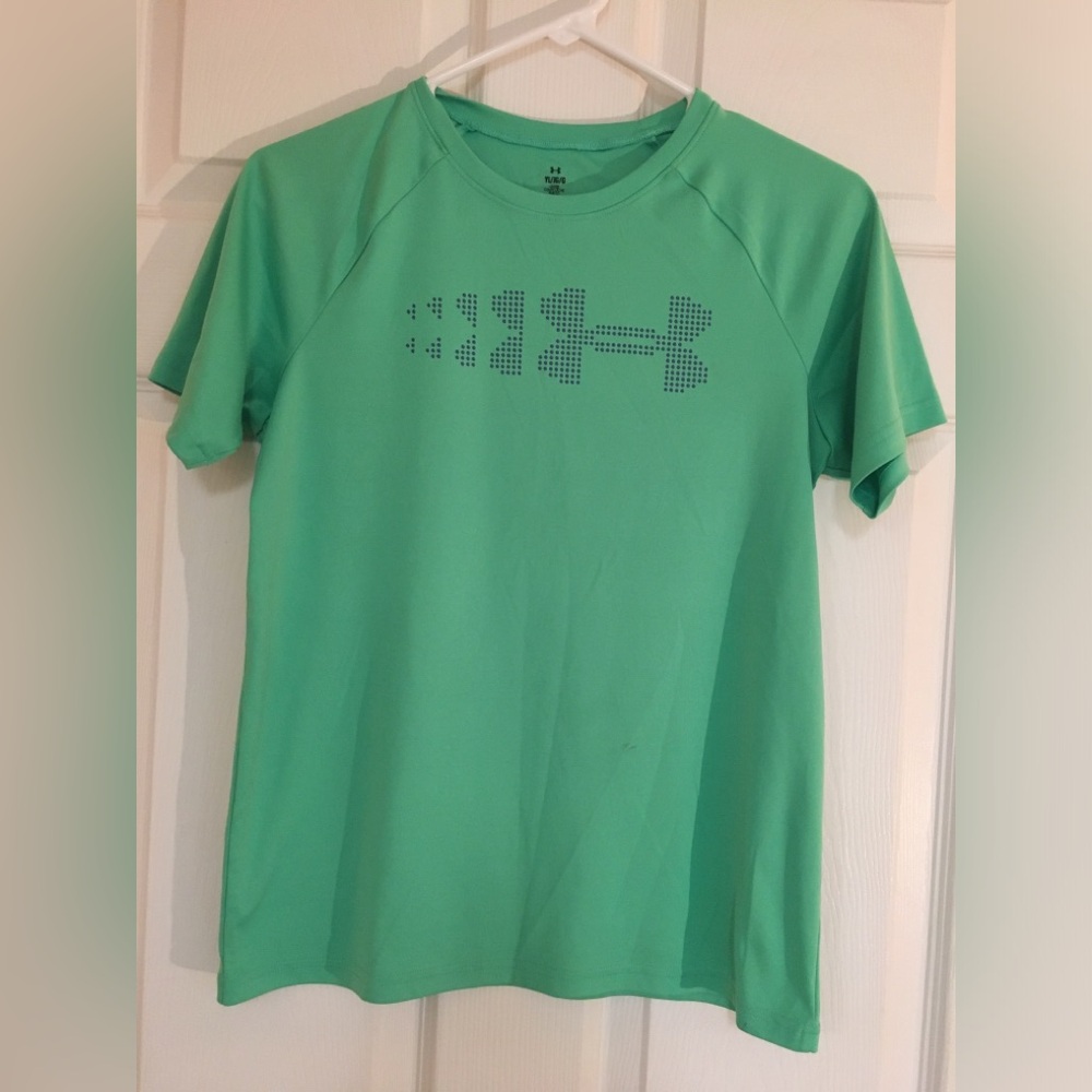 Under Armour Short Sleeve Performance Tee in Mint T-Shirt Boys YXL Green Logo
